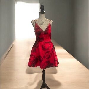 Red Black Rose fitted cocktail dress women’s Size 5 by SPEECHLESS Y2K 90’s